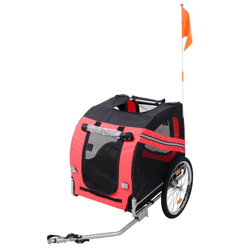 Remorque pliable pour vélo pour petits chiens de taille moyenne, rouge et noir