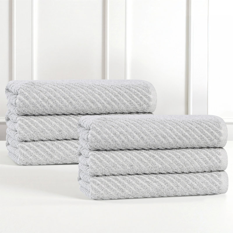 Platinum Cotton Blend Diagonal Ribbed 6 Piece Hand Towels Set
