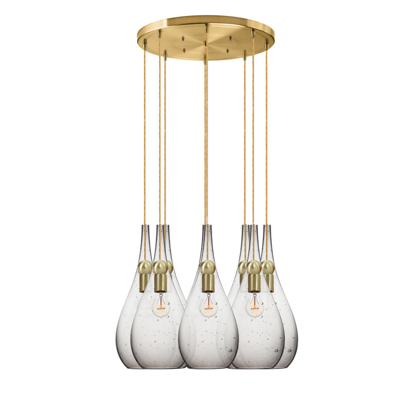 Earth 8 - Light Chandelier, 96" H x 18" W x 18" D, Ship Rod, Seeded Glass