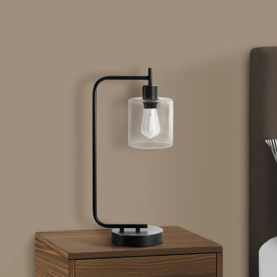20"H, Table Lamp, Usb Port Included, Black Metal, Glass Shade, Modern, Lighting, Table Lamp