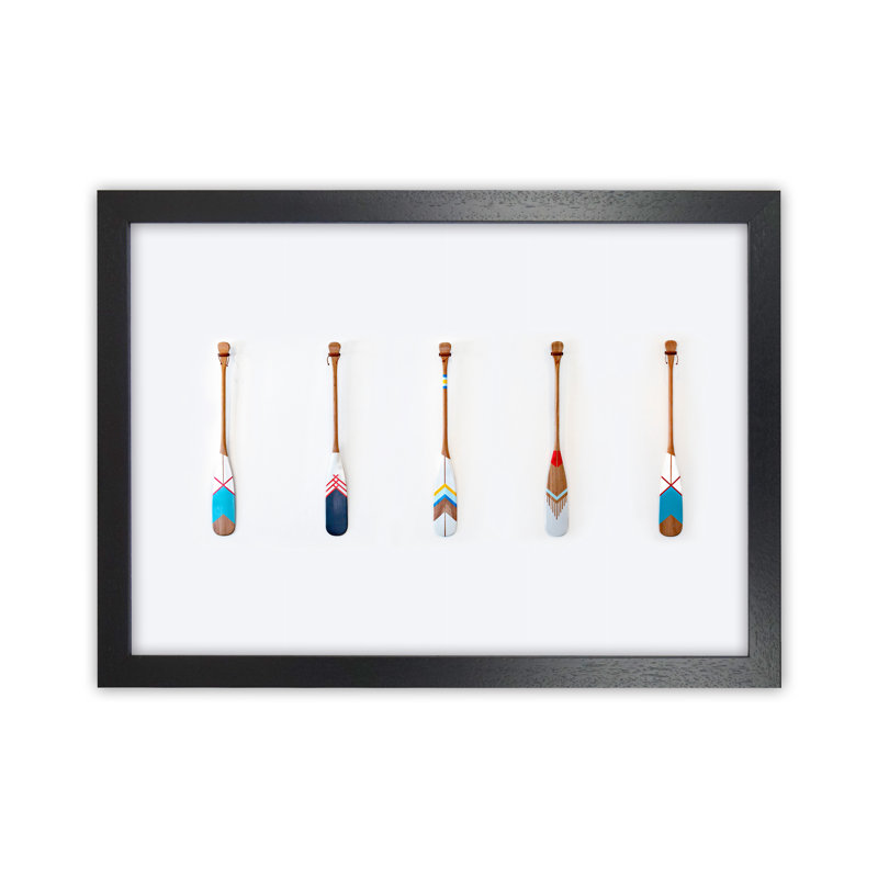 Five Oars - Print, 63cm H x 46cm W x 3cm D, Black Framed