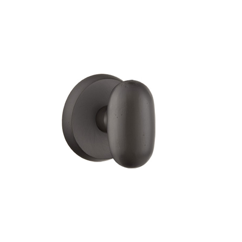 Privacy Bronze Egg Knob with # 2 Rose, Flat Black Bronze