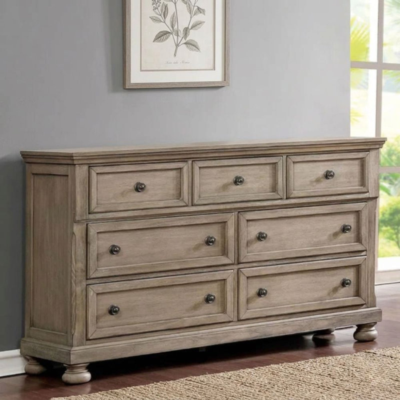 7 tiroirs 65,5 po Commode grise