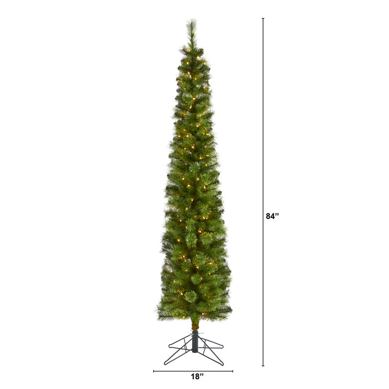 Lighted Artificial Pine Christmas Tree, 7' H