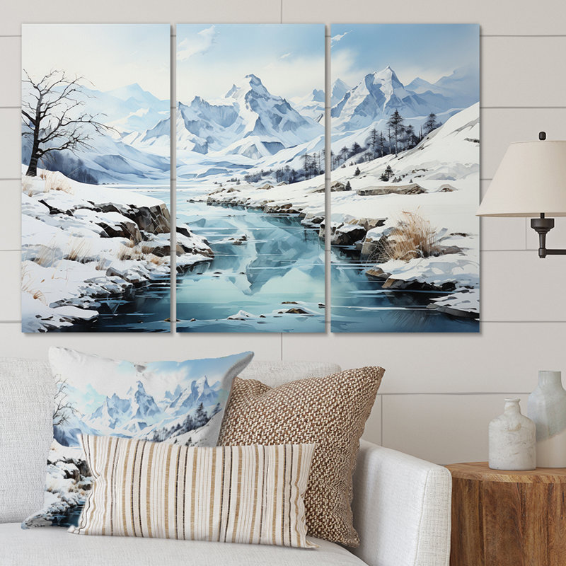 Alaska, sérénité arctique II, reproduction sur toile 3 pièces, H 28 po x l 36 po x P 1 po