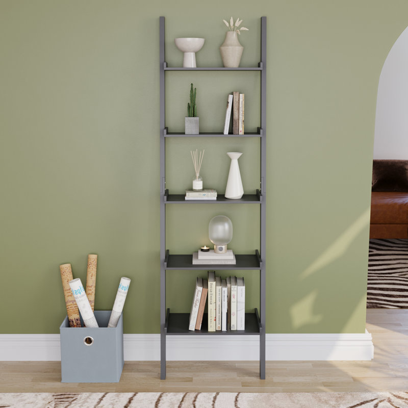 Ogilvie 56cm W Ladder Bookcase, 189cm H, Black