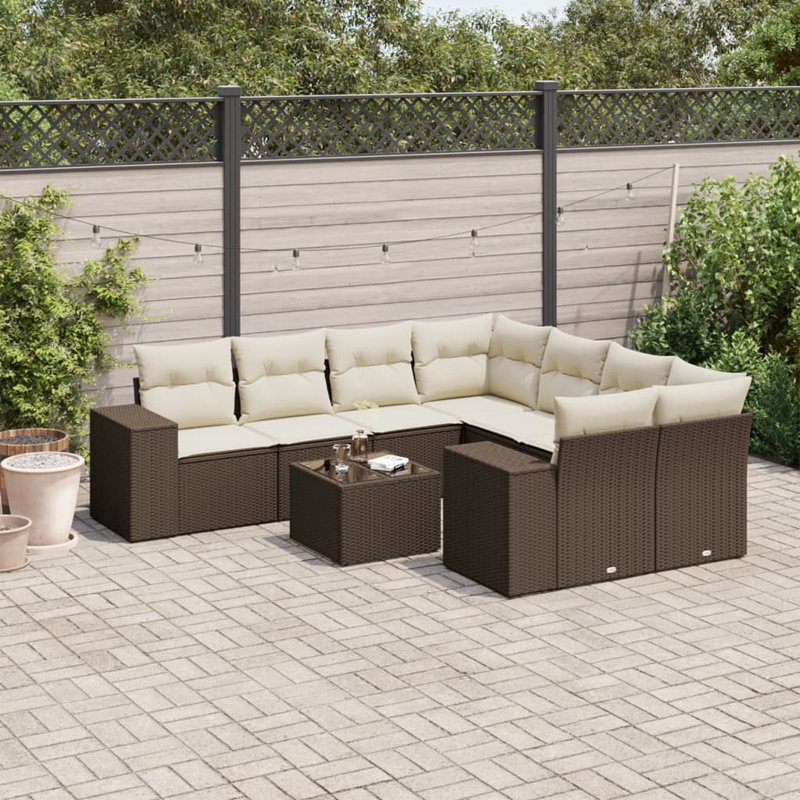 Vidaxl Garden Sofa Set Brown (Poly Rattan) PE Rattan Large