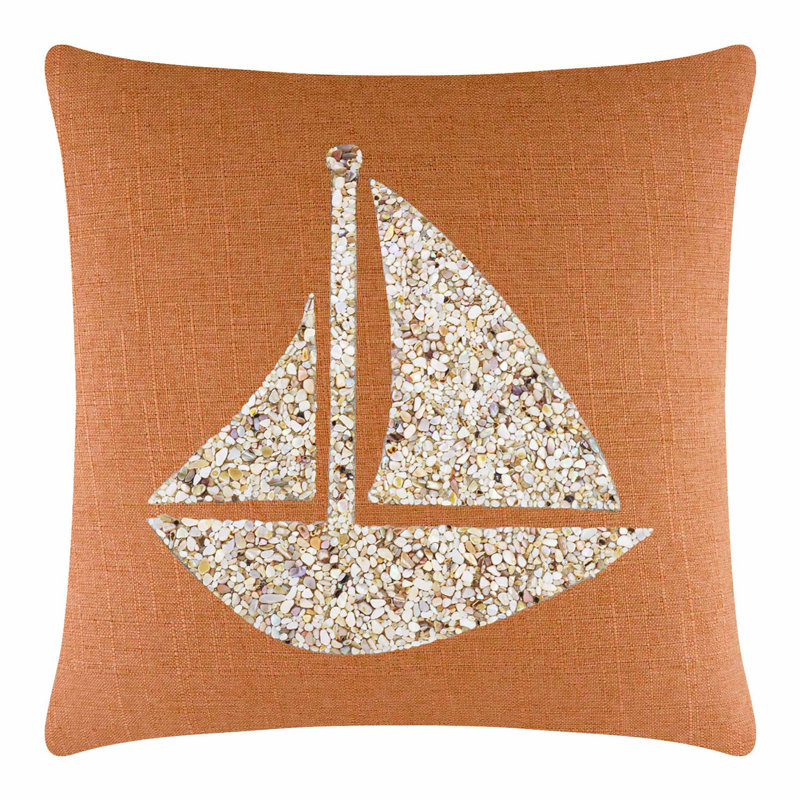 Coussin Sparkles Home Shell | Coussin Coastal, 16 po x 16 po, Orange