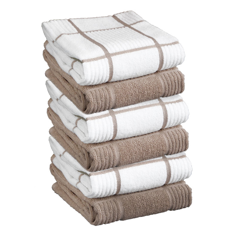 T-fal Solid and Check Dish Cloth, Sand