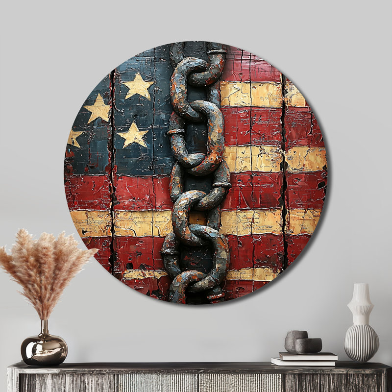 Abstrait brisant les chaînes de l'inégalité USA I - Patriotiste américain, impression sur métal, H 29 po x l 29 po