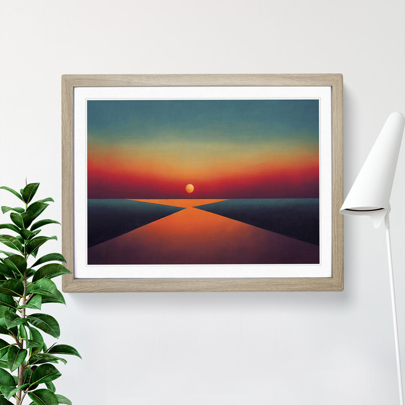XH1022-6188X Modern Sunset Vol.4 - Single Picture Frame Print, 25cm H x 34cm W x 2cm D, Oak Framed