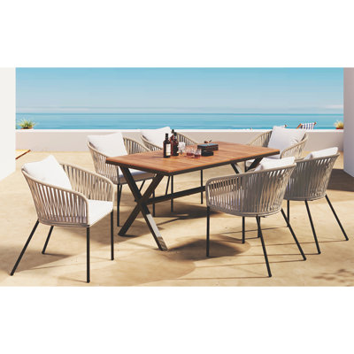Ensemble de canapé modulaire en rotin toutes saisons 7 pièces, ensemble de patio et ensemble modulaire d'extérieur 7 pièces