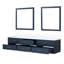 Meuble-lavabo double bleu avec plateau en marbre de culture et 36 po Miroirs - quartz l 80 x P 22 à fermeture en douceur