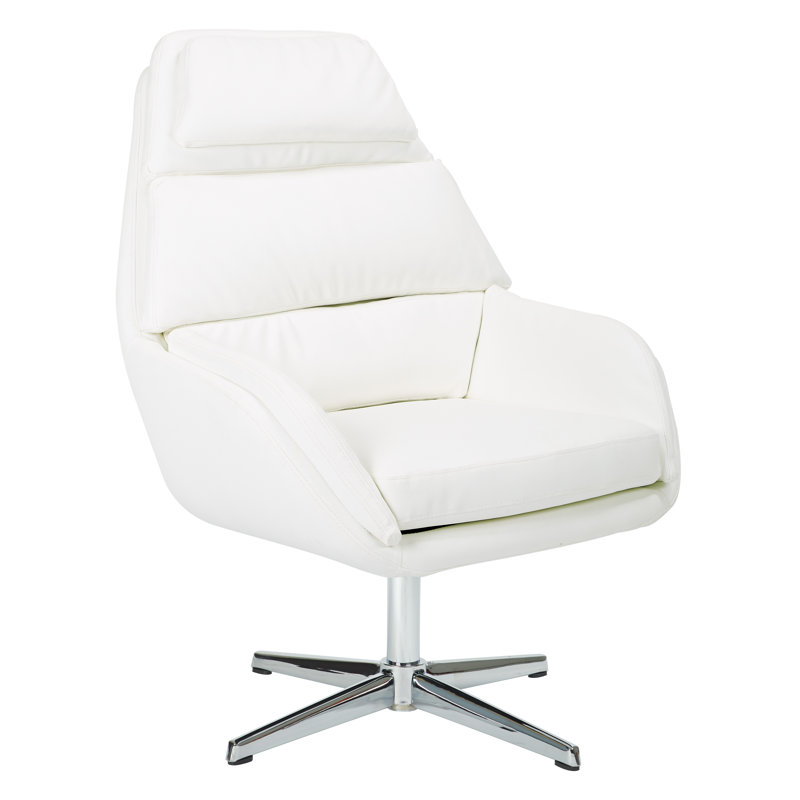 Fauteuil pivotant de 29,75 po de large Stannard, Simili cuir, Blanc