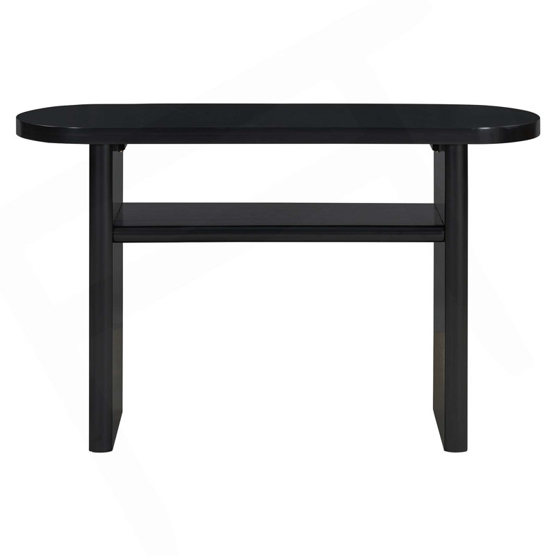 Elegant Minimalist Console Table With Rounded Edges And Sturdy Shelf Design For Entryway, Living Room, Black