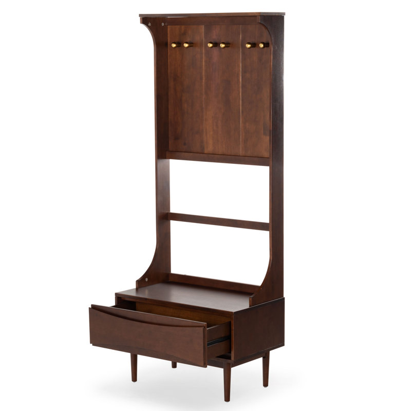 Priseis Wood 1 Drawer Hall Tree
