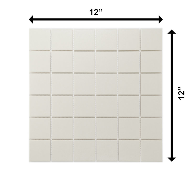 Sage 2" x 2" Square Porcelain Matte Mosaic Tile, Beige