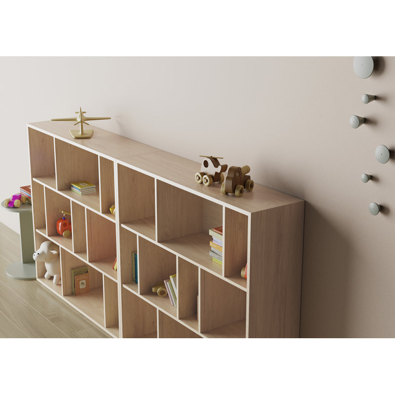 Geonna 117cm H x 111.5cm W Geometric Bookcase, Light Oak