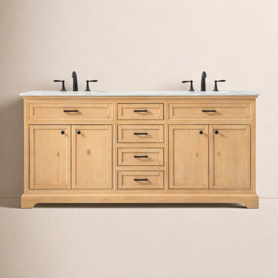 Hermes 72'' Double Bathroom Vanity with Marble Top