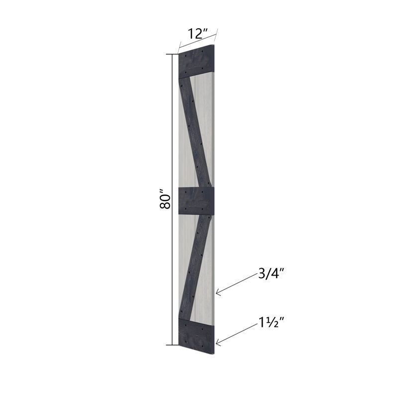 Porte de grange double pliante en bois massif de style K avec ensemble de quincaillerie - Assemblage requis, 48 po x 80 po