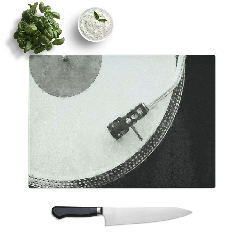Tempered Glass Needle of the Turntable Chopping Board, 28.5 cm x 39 cm