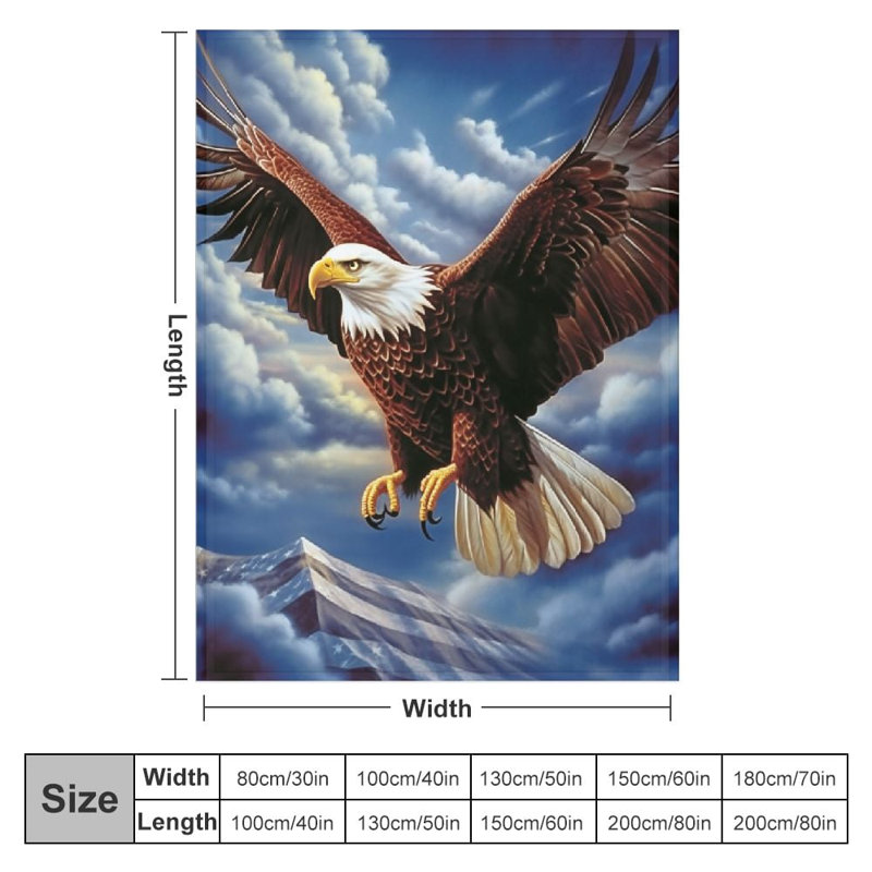 Jeté de drapeau américain à motif d'aigle américain, L 40 po x l 30 po