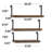 Wood Minimalistic Floating Brown Wall Shelf with Black Metal Frames Set