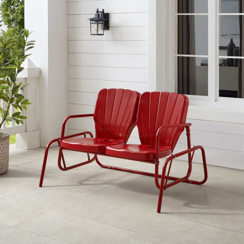 Banc d'extérieur en métal Burley, Rouge vif brillant