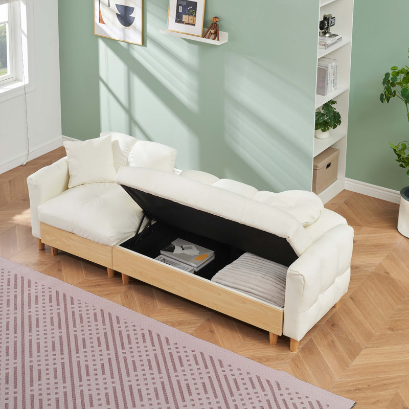 Sofa with Drawer, Beige