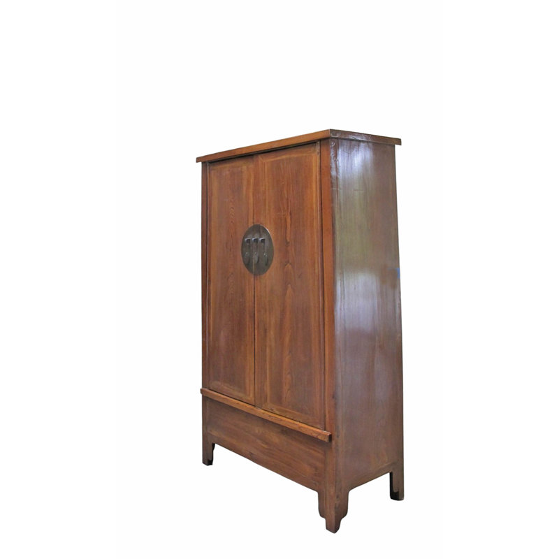 Antique Square-Corner Elm Armoire