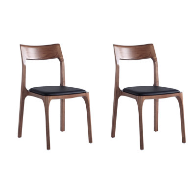 Chaise d'appoint de salle à manger rembourrée en cuir de frêne Moderno