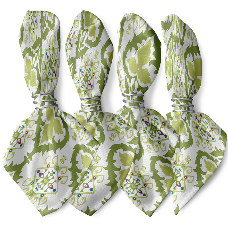 Arsheen Polyester Ikat Square Napkin, Green