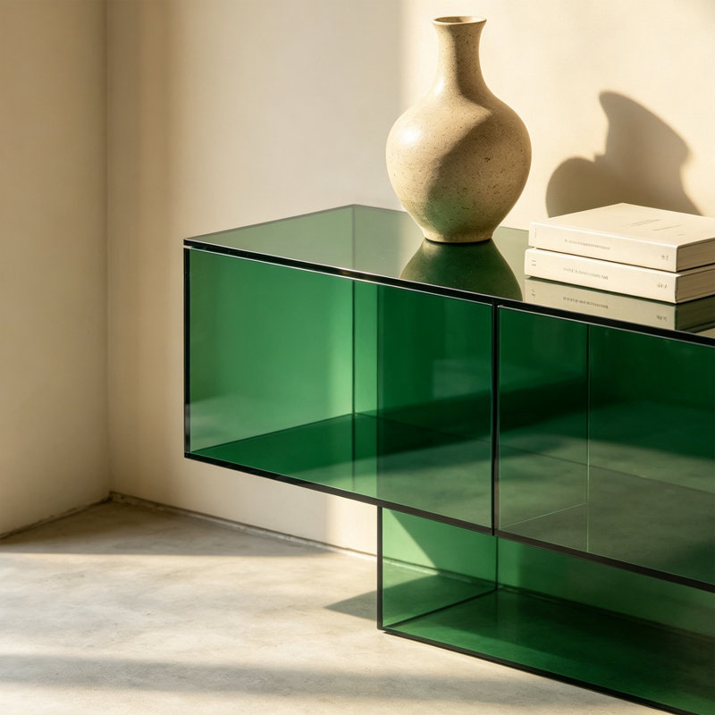 Table d'entrée moderne et multifonctionnelle en acrylique, H 19,69 po x l 47,24 po x P 11,81 po