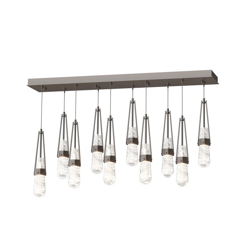 Link 10 - Light Pendant, Standard: 19" to 80", Oil Rubbed Bronze, Clear with White Threading Glass
