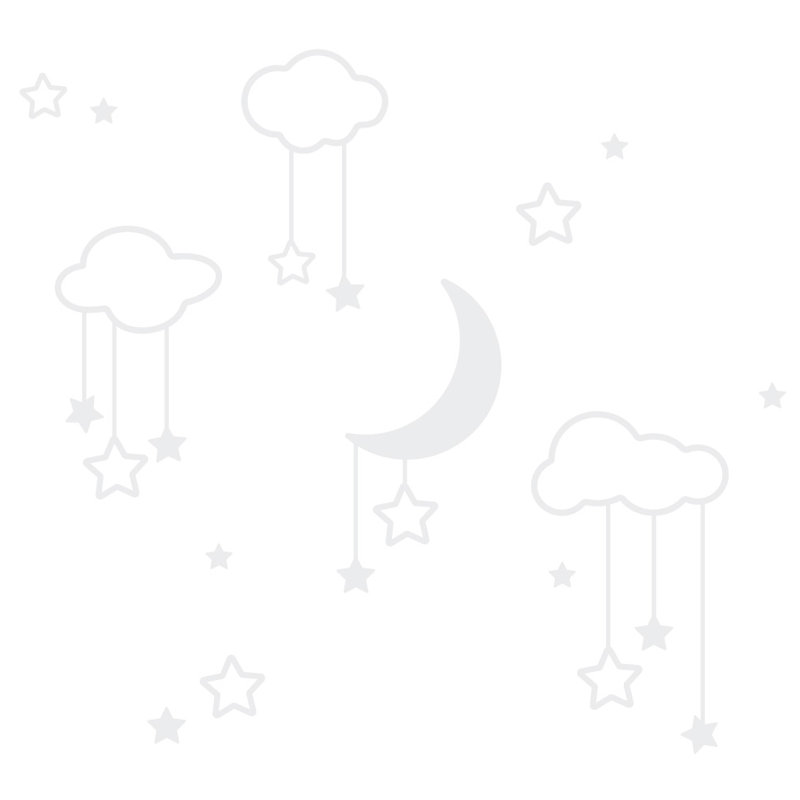 Décalcomanie murale étoiles et nuages lune, H 22 po x l 24 po x P 0,01 po, Blanc