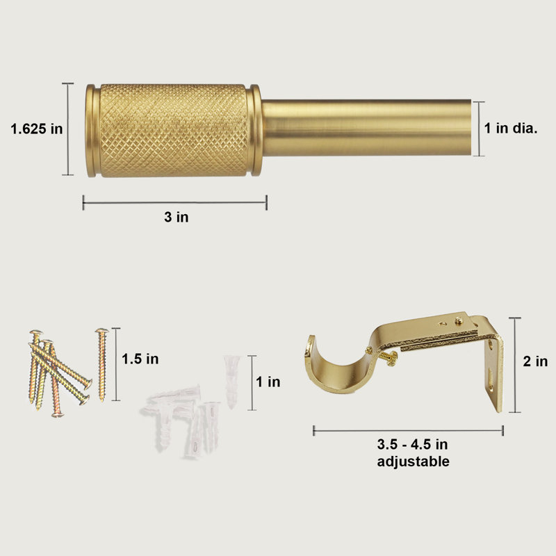 Tringle à rideaux simple réglable Azura, 36" - 72", Tige dorée