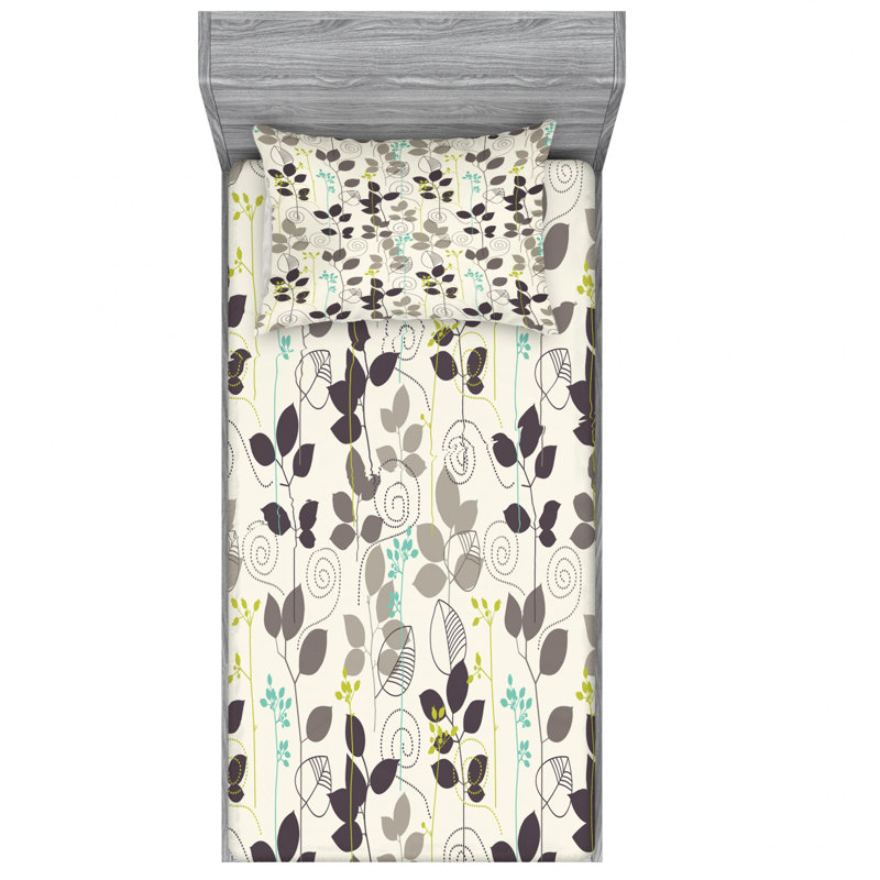Microfiber Floral Sheet Set, Twin XL Sheet Set + Fitted Sheet + 1 Pillowcase