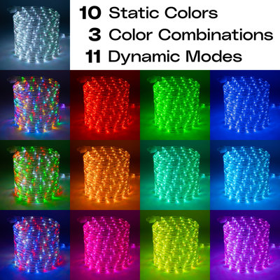 25ft Multicolor 12 Mode Waterproof LED Rope Light 