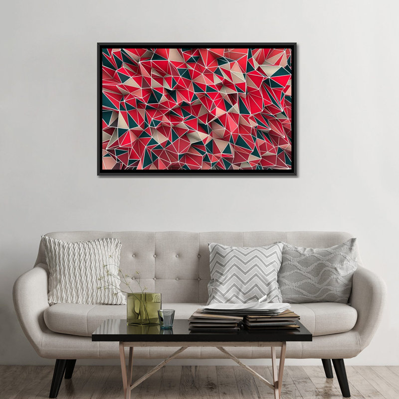 «Kaos Red», impression sur toile, H 40 po x l 60 po x P 1,5 po, Toile encadrée noire, Pas de tapis