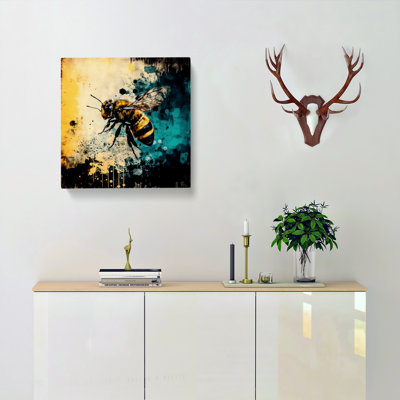 Bee Abstract Expressionism - Wrapped Canvas