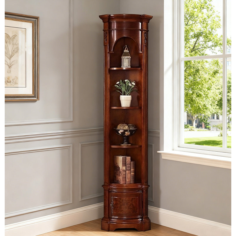 Présentoir 15,08 "en bois massif brun standard et armoires en porcelaine