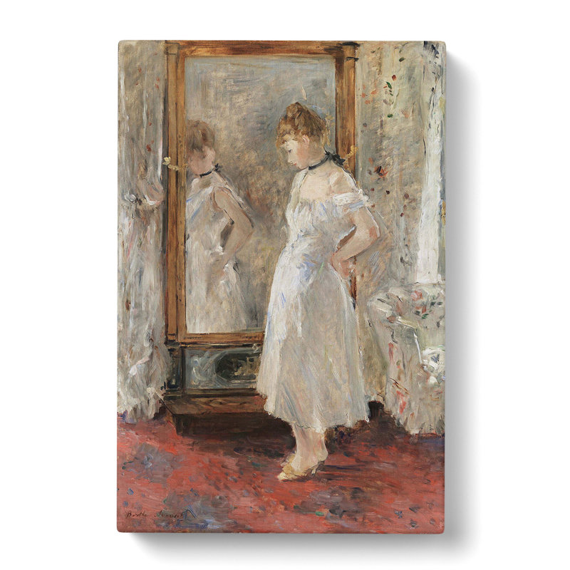 Reflection In The Mirror by Berthe Morisot - Wrapped Canvas Painting, 50cm H x 35cm W x 3cm D