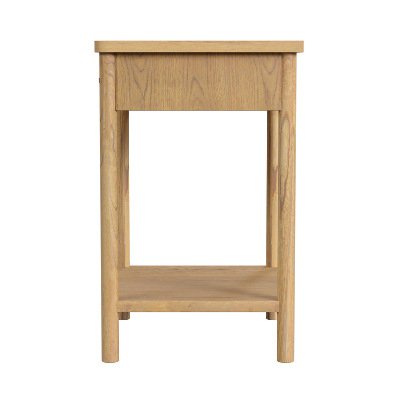 Lennon 1 Drawer Rounded Leg Nightstand, Light Brown