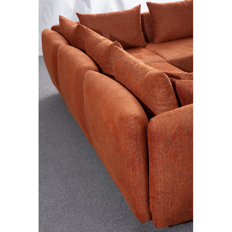 Canapé d’angle, Mélange de polyester orange