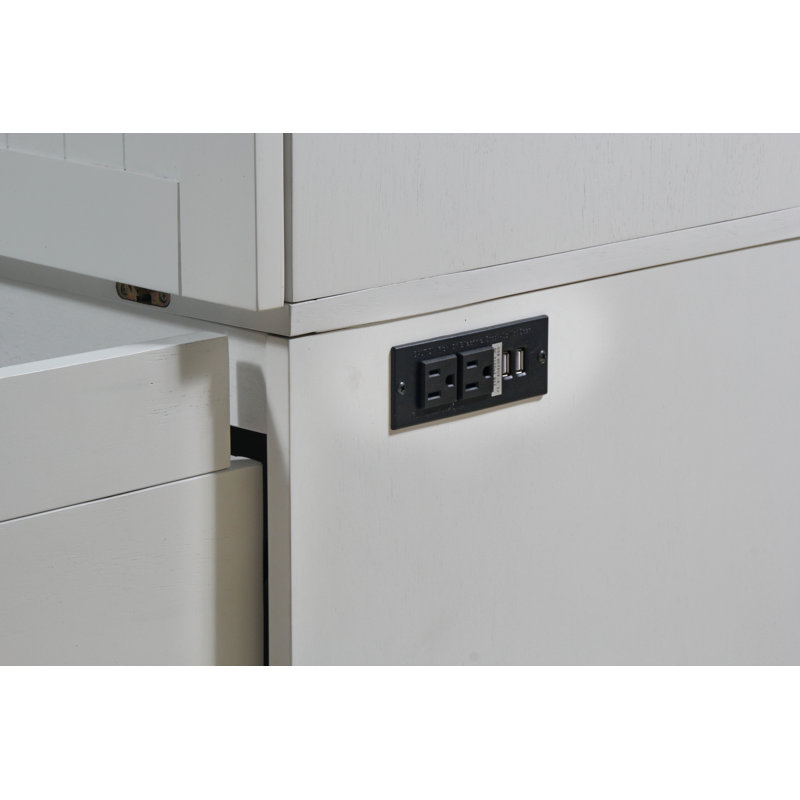 Lit armoire Tuscany, Blanc, Grand lit