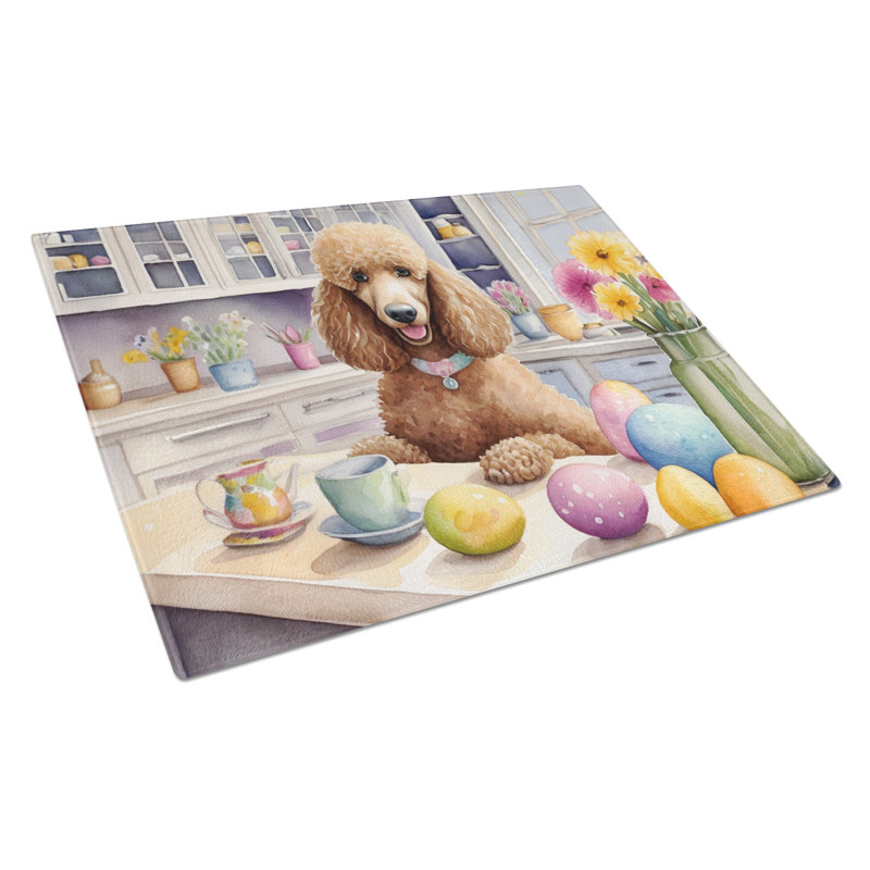 Décoration de planche à découper en verre caniche de Pâques