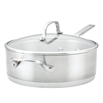 Sauteuse profonde en acier inoxydable à 3 plis avec poignée et couvercle Kitchenaid, 4,5 pintes, acier inoxydable brossé