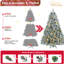 Arbre de Noël floqué avec pin et eucalyptus givré, 150 lumières à DEL blanc chaud, 404 pointes épaisses, assemblage à charnières pour utilisation saisonnière, feuilles artificielles et eucalyptus, éclairage, branche réaliste