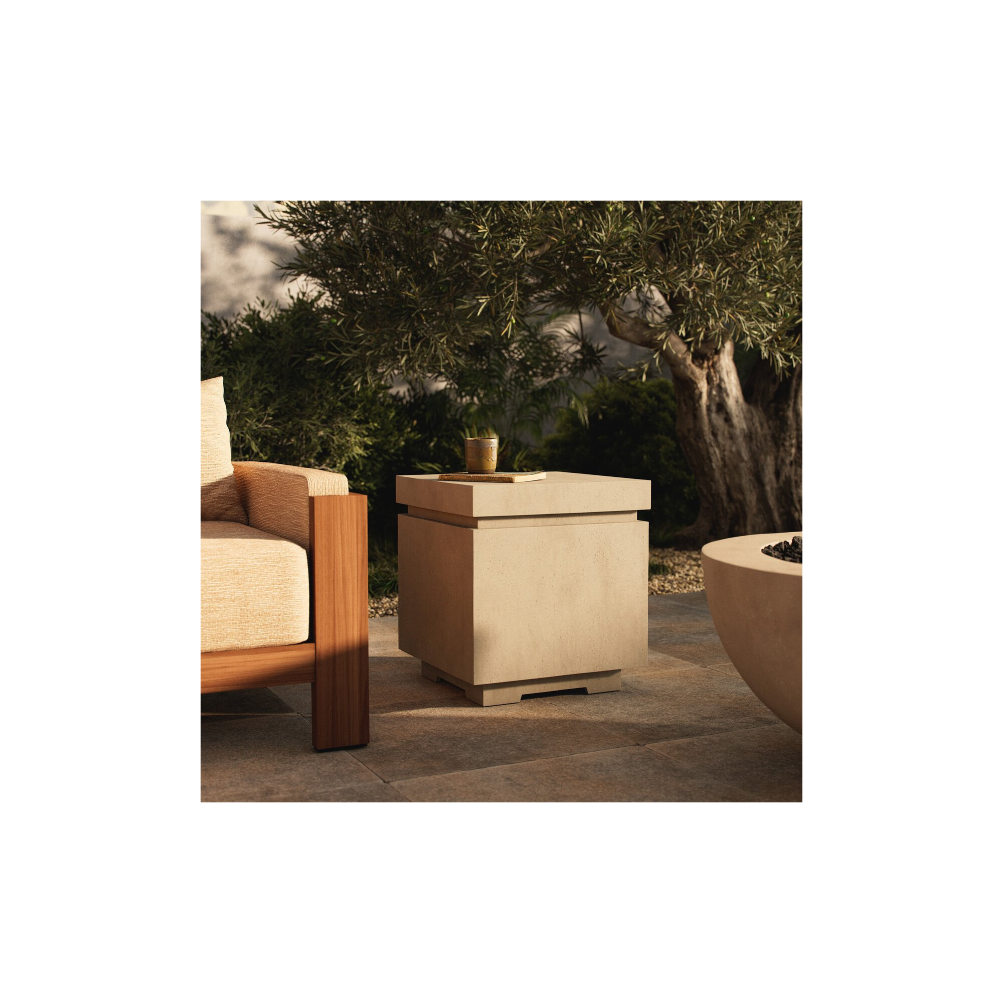 Eric Concrete Propane Tank Cover Side Table, Natural Concrete