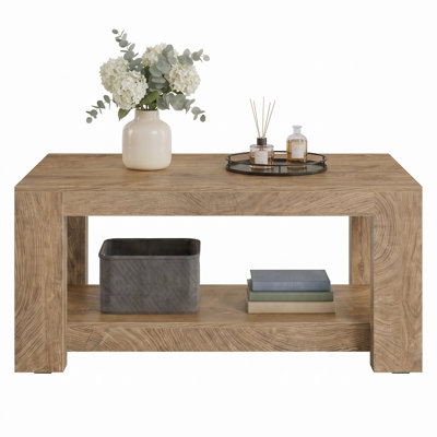 Mid-Century 2-Tier Center Table with Storage